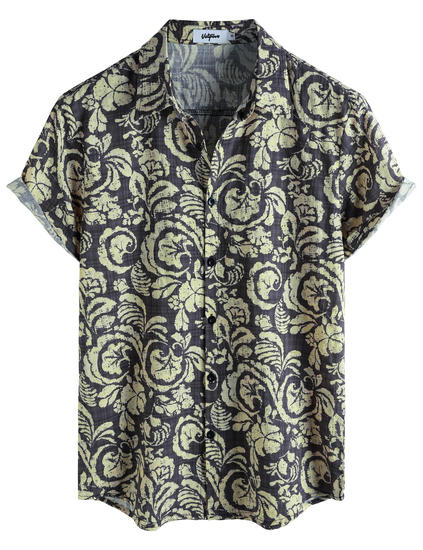 HOTVATPAVE Mens Casual Short Sleeve Button Down Shirts Regular Fit Hawaiian Summer Shirt
