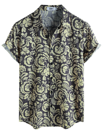 HOTVATPAVE Mens Casual Short Sleeve Button Down Shirts Regular Fit Hawaiian Summer Shirt