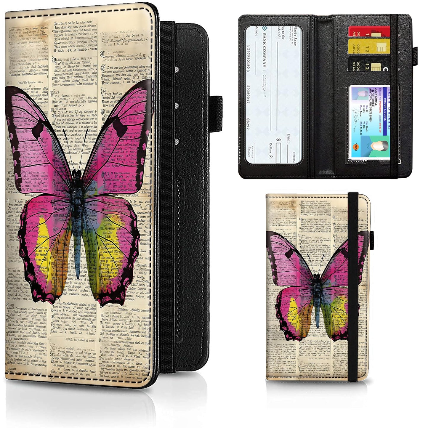 HOTCheckbook Cover for Men Women PU Leather Slim Check Book Holder Covers Wallet Case with Card Slots Duplicate Checks Card Pen Holder with RFID Blocking & Elastic Strap,Cute A Cat
