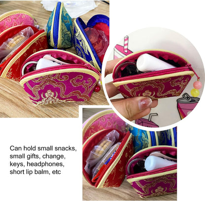 HOTSilk Coin Purse Zipper Purse Embroidery Coin Wallet | 20Pcs，Sugar Jewelry Bag Lipstick Container Gift Bag