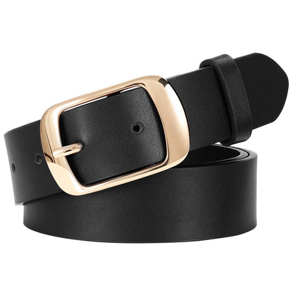 HOTSUOSDEY Women Belts For Jeans Dresses Pants Ladies Leather Waist Belt with Elegant Buckle, Width 1.3"