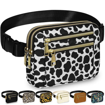 HOTCapolo Fanny Packs for Women Fashion Waist Packs Bag with Adjustable Strap and 4 Zipper Pockets Waterproof Everywhere Crossbody Belt Bag for Workout Running Travelling(Black, Large)
