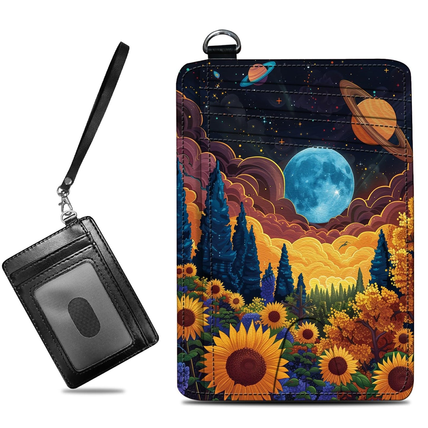HOTCute Credit Card Holder with Zipper, Crow Skull RFID-Blocking Card Case Small Wallet for Women Men, Multi-slot Card Organizer Case Travel Accordion Wallet