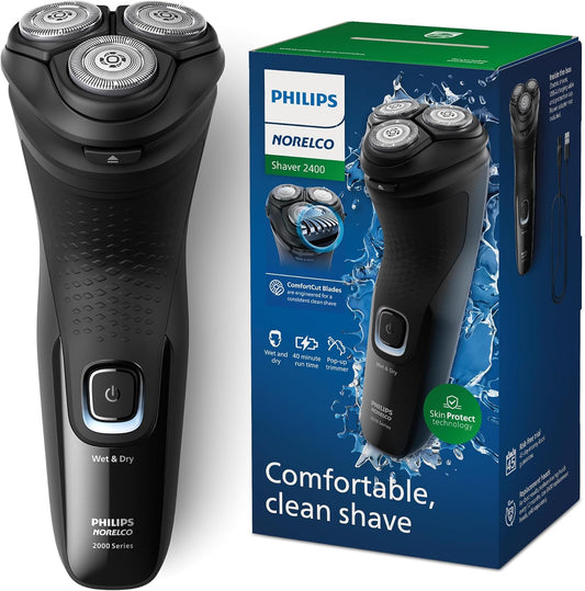 HOTPhilips Norelco Shaver 2400 Series, Wet and Dry Electric Shaver, Pop-up Trimmer, P-Cap, Deep Black, Model X3001/90