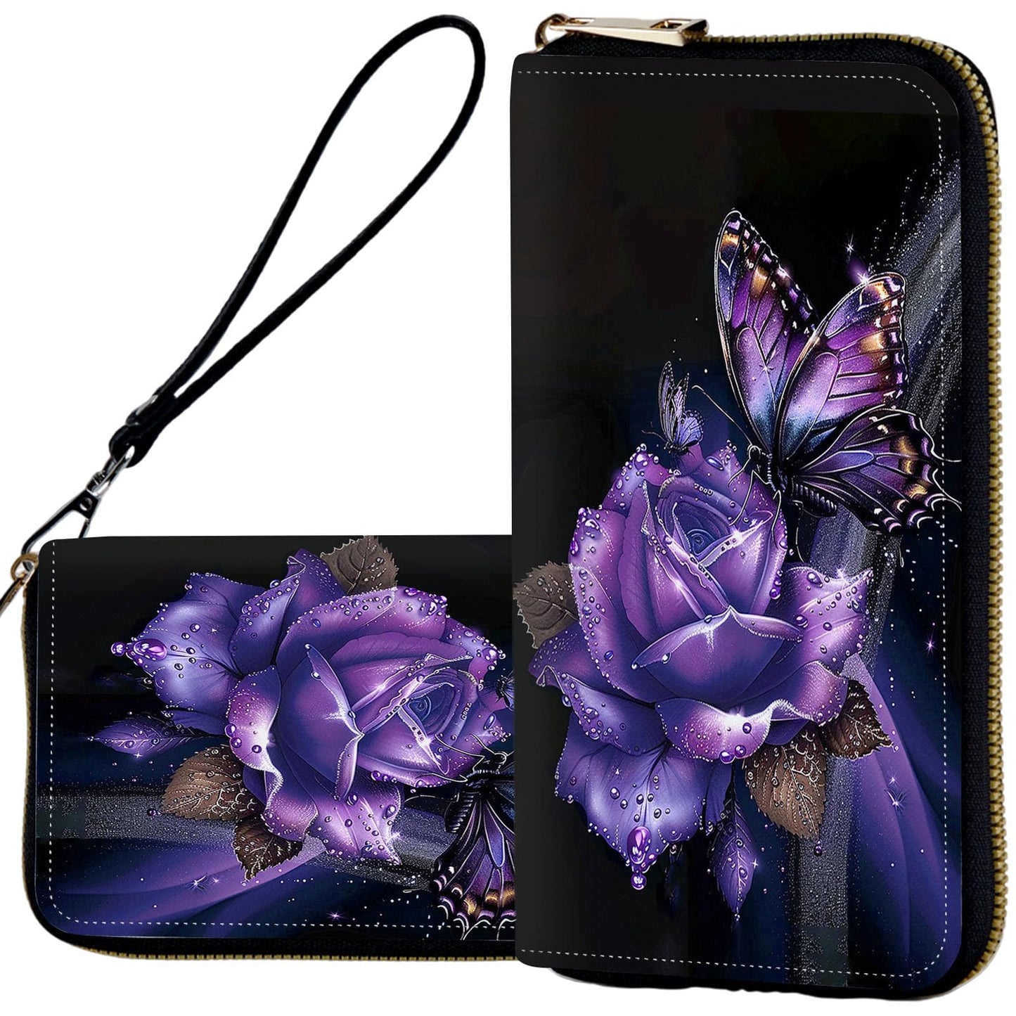 HOTWristlet Wallets for Women,Ladies Women's Wallet,Clutch Purses for Female Leather Large Capacity Credit Card Holder with Zipper Slim Cute Coin Pocket,RFID Blocking,Glitter Green Dragon