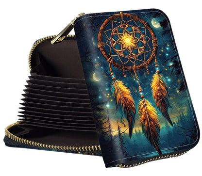 HOTWomens Card Wallet with Zipper, RFID Blocking Small Credit Card Holder Case, PU Leather Accordion Card Wallet for Women, Compact Travel ID & Cash Organizer, Camouflage With Oak