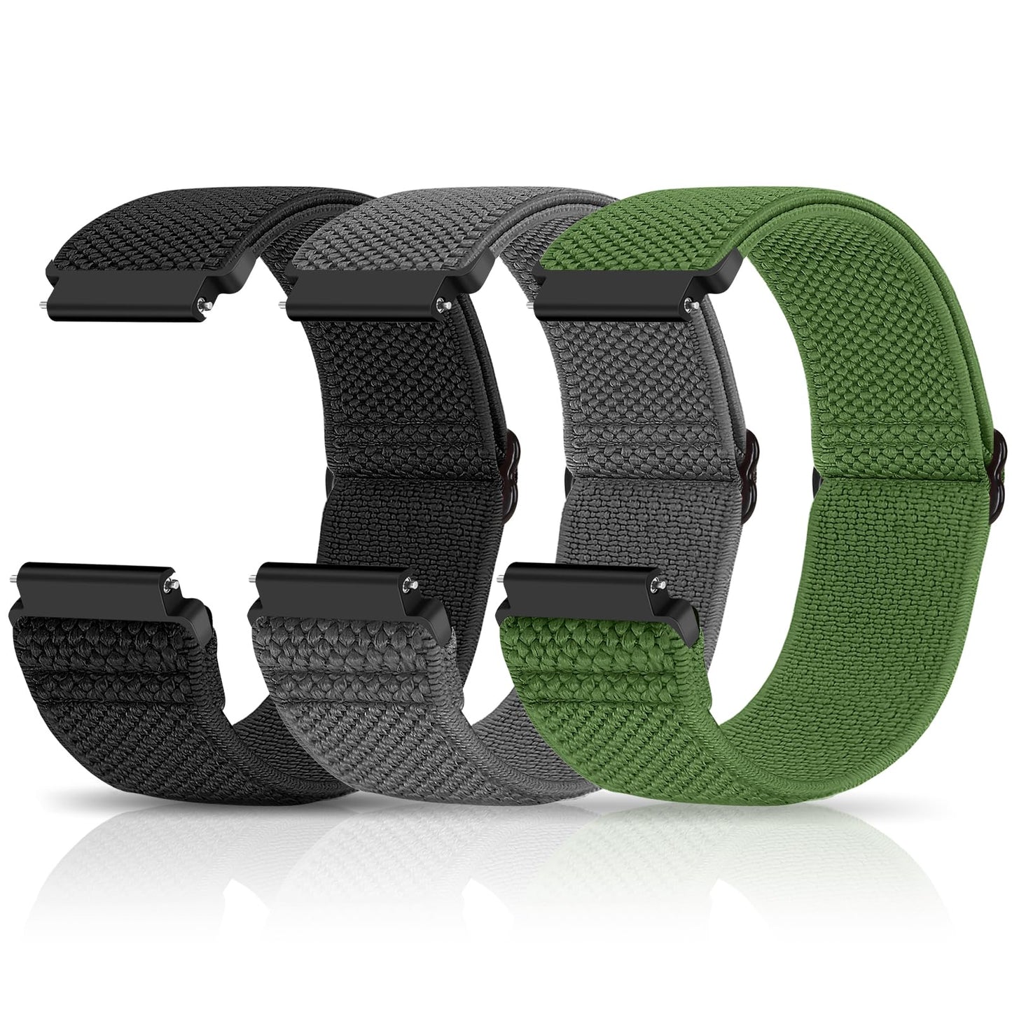 HOTCompatible with 16mm 18mm 19mm 20mm 22mm 24mm Watch Bands Quick Release Replacement Wristband,Adjustable Stretchy Nylon Solo Loop Straps Fabric Braided Sport Elastic Bands for Men Women