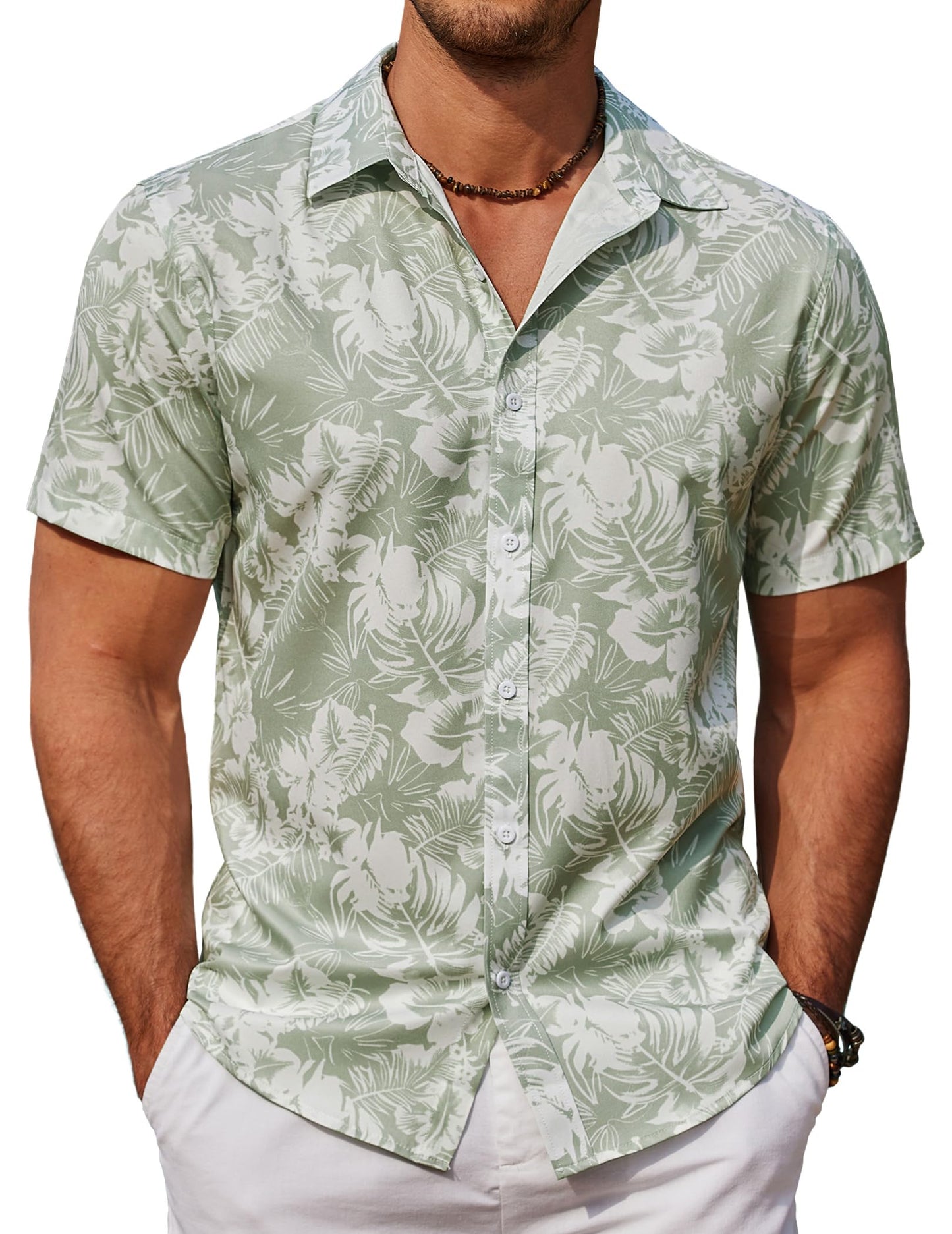 HOTCOOFANDY Mens Hawaiian Shirts Short Sleeve Button Down Aloha Shirt Casual Beach Clothes