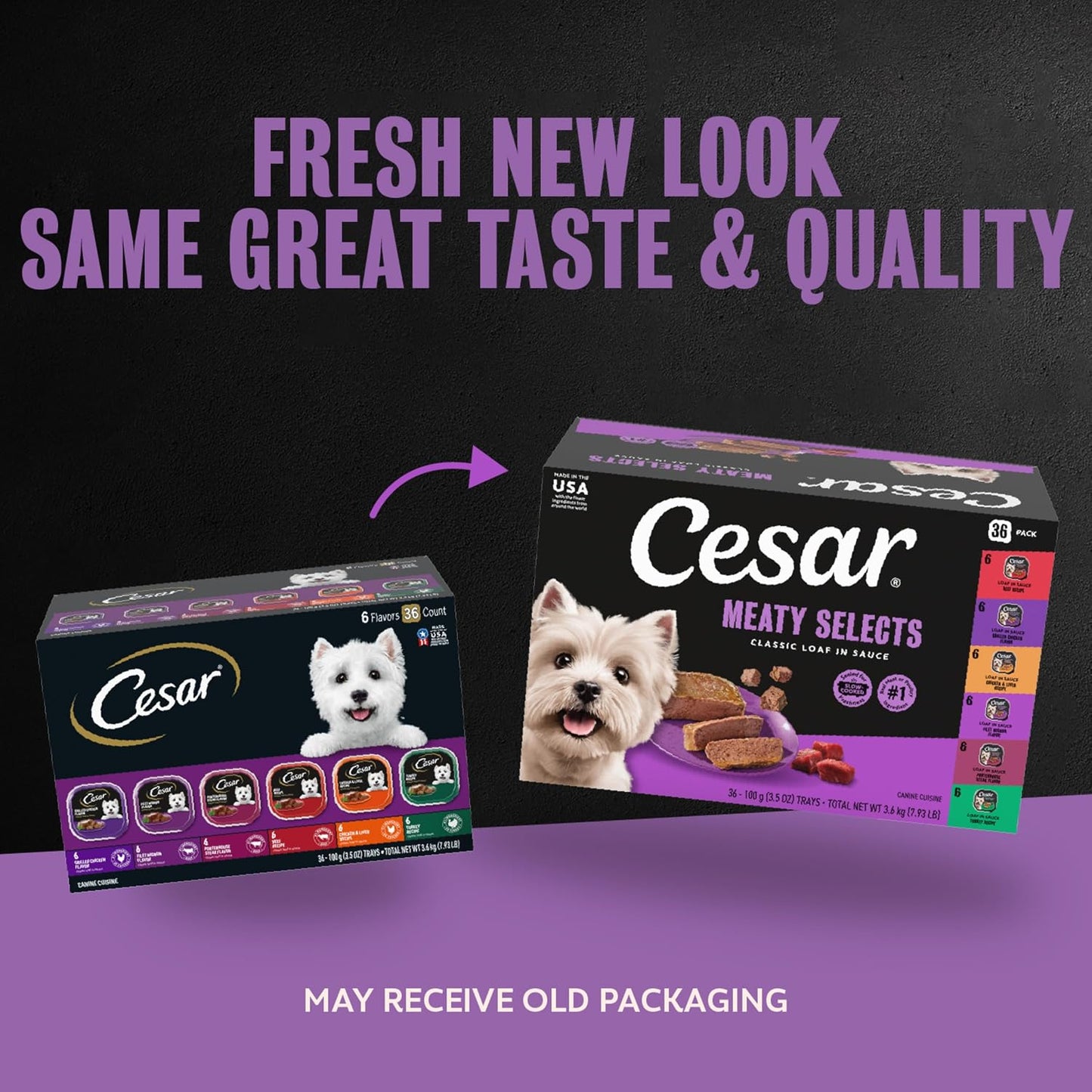 HOTCesar Wet Dog Food Classic Loaf in Sauce Grilled Chicken, Filet Mignon, Porterhouse Steak, Beef, Chicken & Liver and Turkey Variety Pack 3.5 oz. Easy Peel Trays (36 Count, Pack of 1) | Made in USA, Real meat #1 ingredient, no fillers or artificial flav