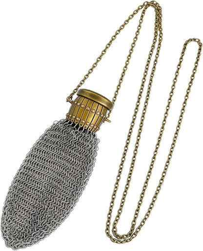 HOT1920's English Vintage Coin Purse, Handade Chain Metal Mesh Wallet for Coins, Dice, Jewelry, Cosmetics, Mini Vintage Double Mesh Coin Holder Pouch, Antique Coin Purse Wallet Ideal for Party