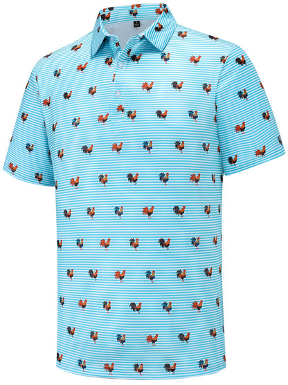 HOTtracamiy Men's Golf Polo Shirts Short Sleeve Performance Moisture Wicking Quick Dry Golf Polo Shirts for Men