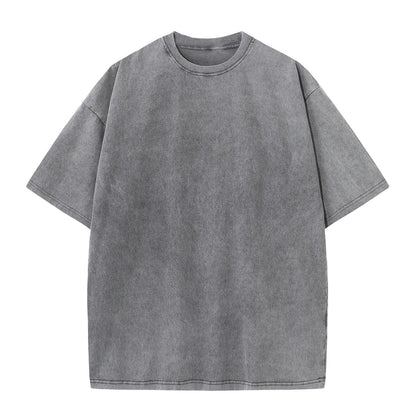 HOTMen's Cotton T-Shirts Oversized Unisex Short Sleeves Casual Loose Wash Solid Basic Tee Tops