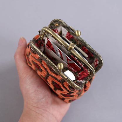 HOTCarpet Bag Double Kiss Clasp Coin Purse Pouch,Vintage Change Wallet Card Holder