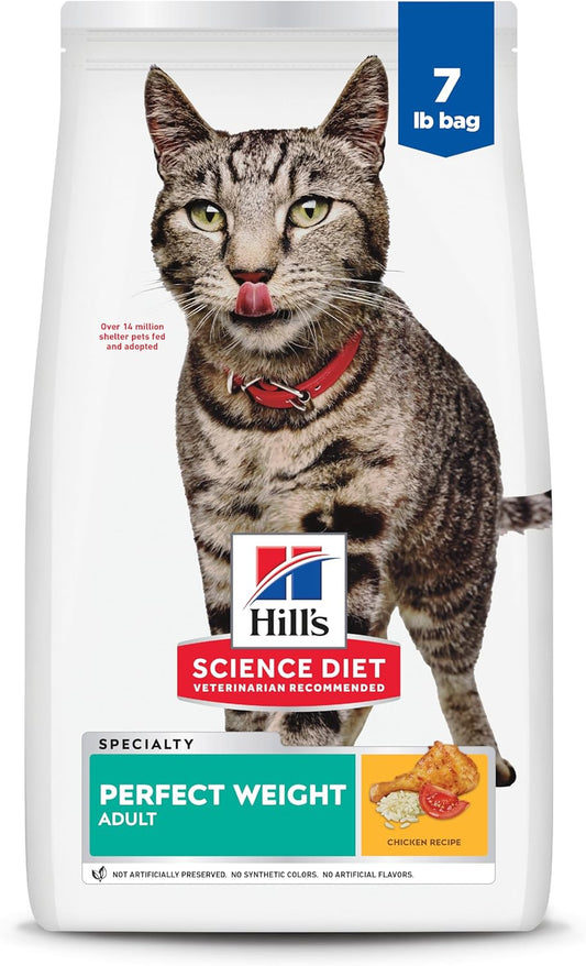 HOTHill's Science Diet Adult Perfect Weight Dry Cat Food, Chicken, 7 lb. Bag