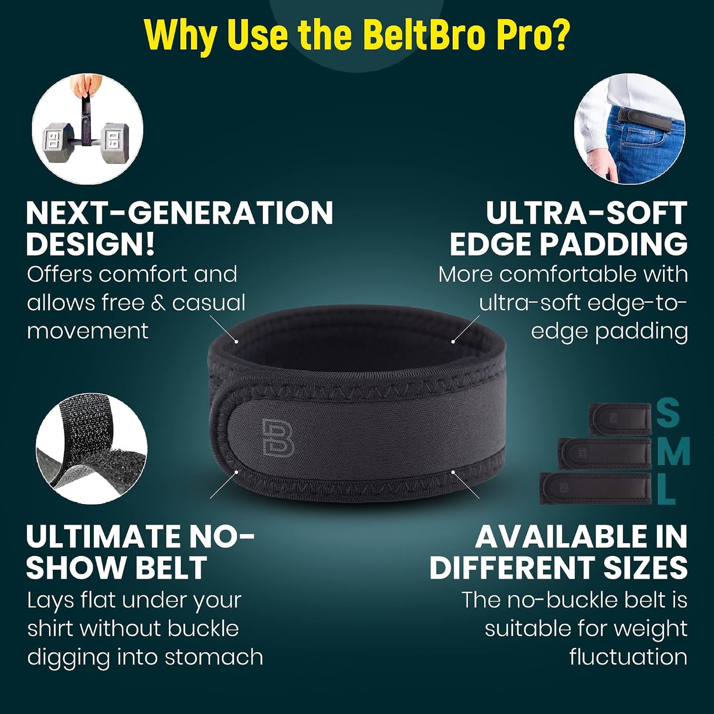 HOTBeltBro Pro for Men and Women Elastic No Buckle Invisible Belt Patented Metal Free TSA Soft Adjustable Side Tactical Belt
