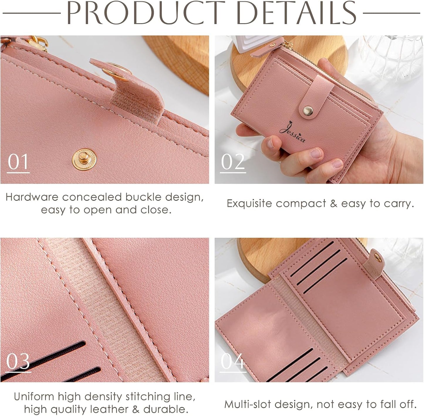 HOTPersonalized Wallets for Women Girls with Card Holder Custom Ladies Wallet with Name PU Leather Minimalist Wallets Women Card Holder Birthday Christmas Gifts for Mom Girlfriend Daughter Sister
