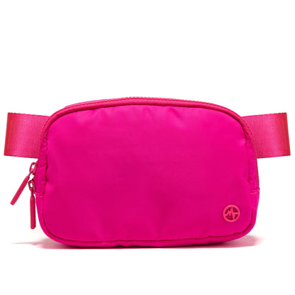 HOTPander Two Way Zipper Fanny Pack Nylon Everywhere Belt Bag for Women, Water Repellent Waist Packs, Crossbody Bags with Adjustable Strap (Red Merlot).