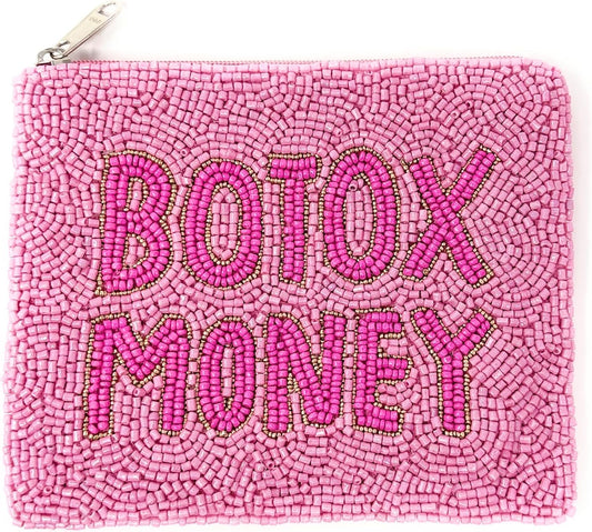HOTPink Botox Money Beaded Coin Purse, Coin Pouch, Smalls Wallets for Her, Birthday Gifts, Botox Money Pouch, Pink Pouch Purse