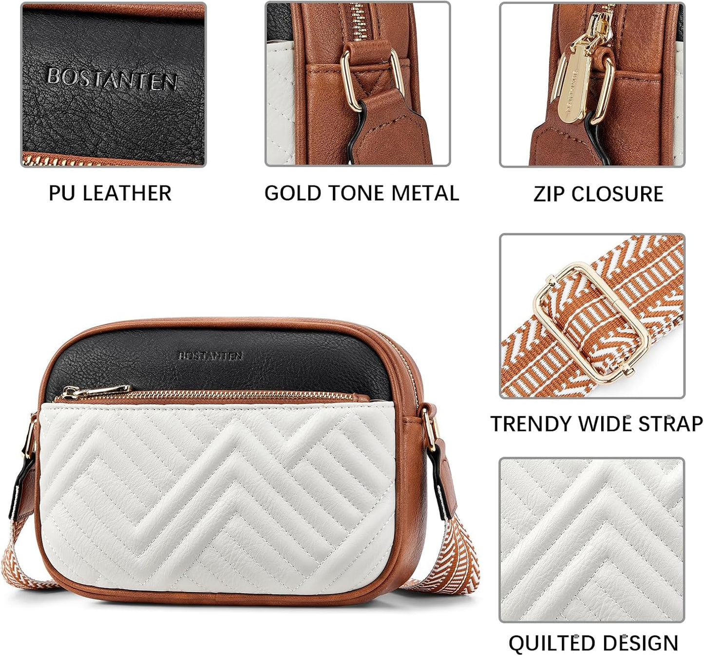 HOTBOSTANTEN Quilted Crossbody Bags for Women ＆ Small Wallet for Women Leather RFID Blocking Card Holder