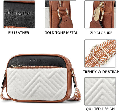 HOTBOSTANTEN Quilted Crossbody Bags for Women ＆ Small Wallet for Women Leather RFID Blocking Card Holder