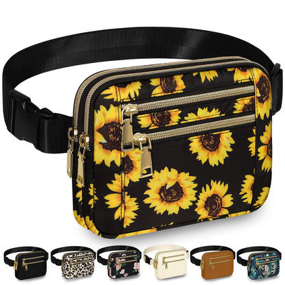 HOTCapolo Fanny Packs for Women Fashion Waist Packs Bag with Adjustable Strap and 4 Zipper Pockets Waterproof Everywhere Crossbody Belt Bag for Workout Running Travelling(Black, Large)