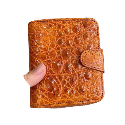 HOTGenuine Alligator Leather Minimalist Wallets Credit Card Holder for women's (Red)