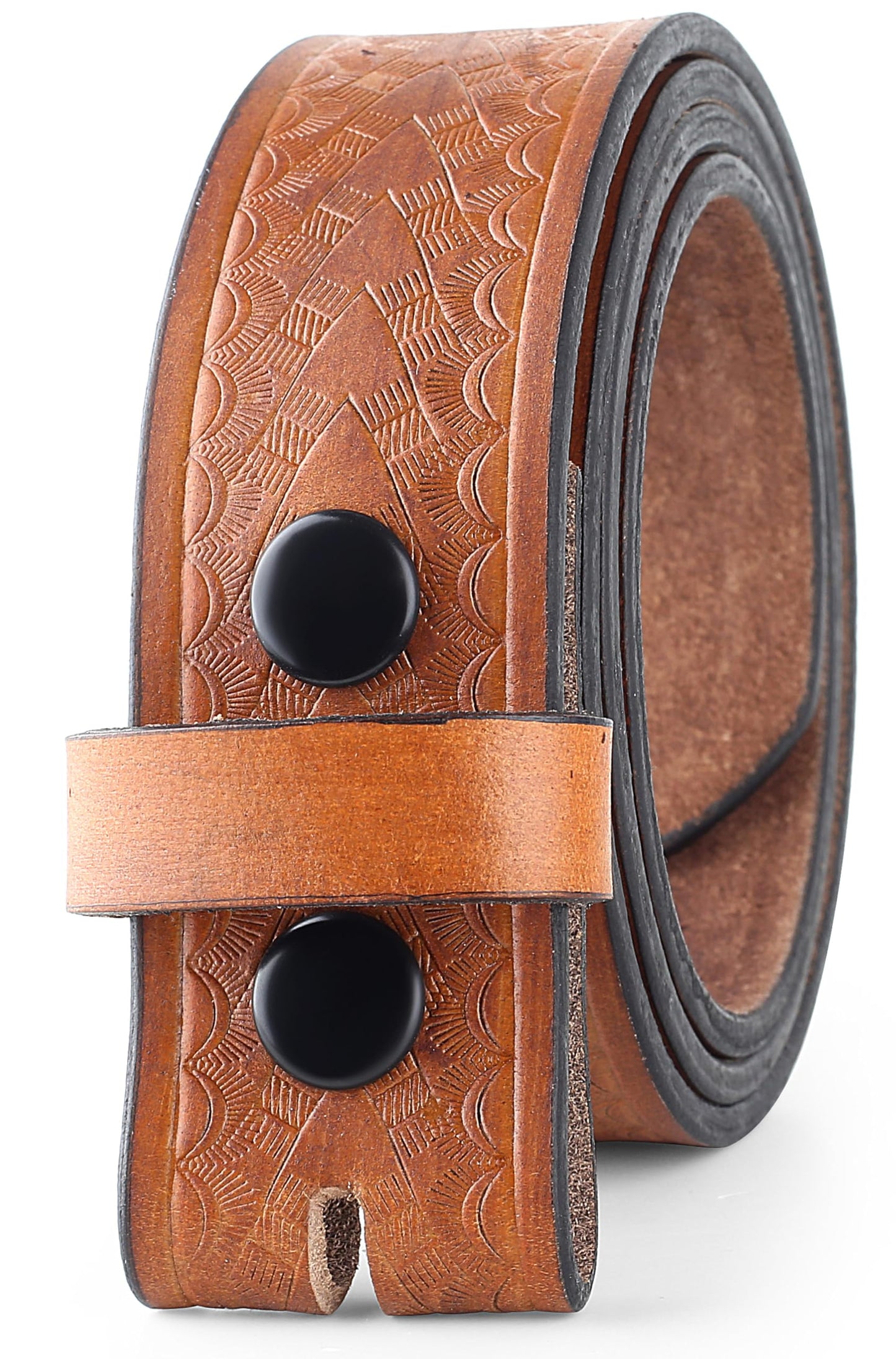 HOTF&L CLASSIC Western Belt without buckle for men – Full Grain Leather Cowboy Belts for jeans - One Piece Leather strap belt
