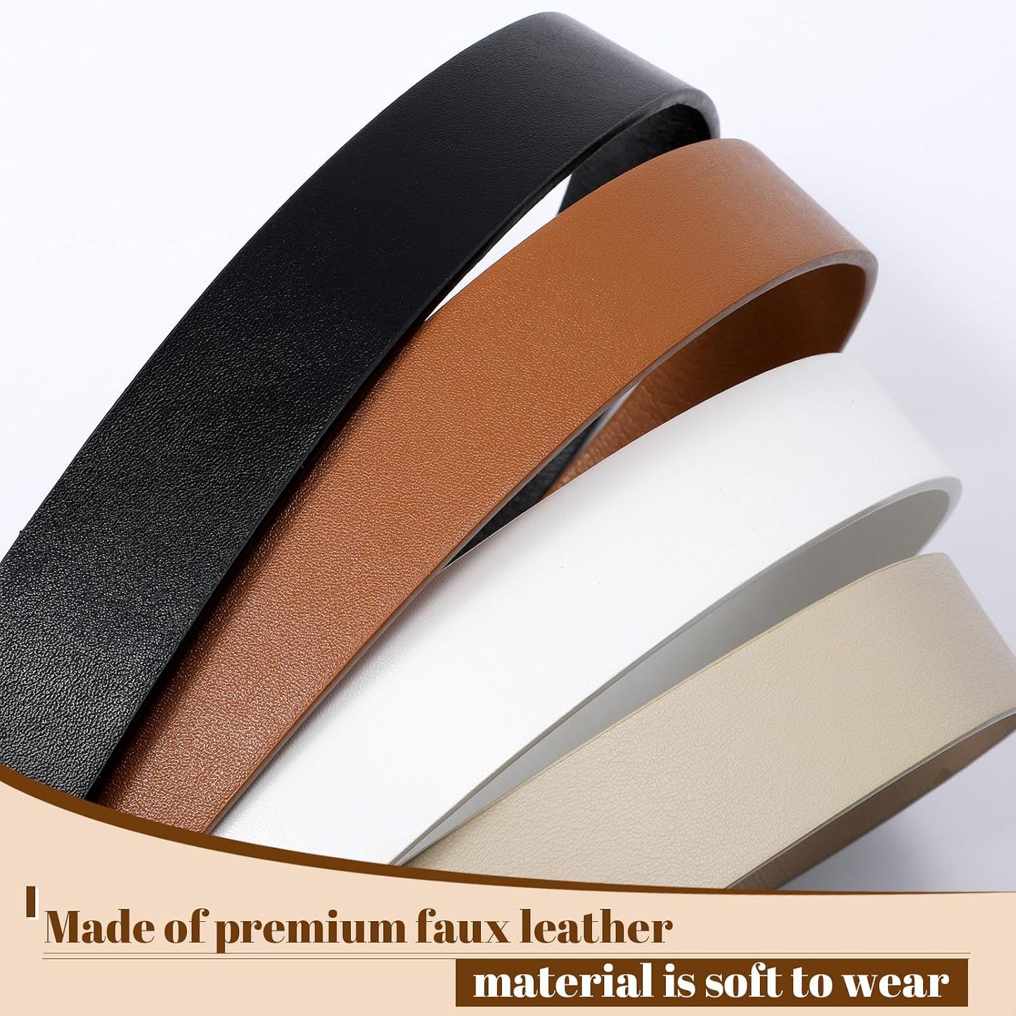 HOTVONMELLI Women's Soft Faux Leather Belt for Jeans Pants Dress Fashion Ladies Waist Belt with Gold/Silvery Buckle