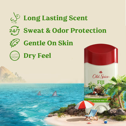 HOTOld Spice Dry Feel Antiperspirant Deodorant for Men, 24/7 Freshness, 24/7 Sweat & Odor Protection, Gentle on Skin with Skin Conditioners, Fiji with Palm Tree + Coconut Scent, 2.6 oz (Pack of 3)