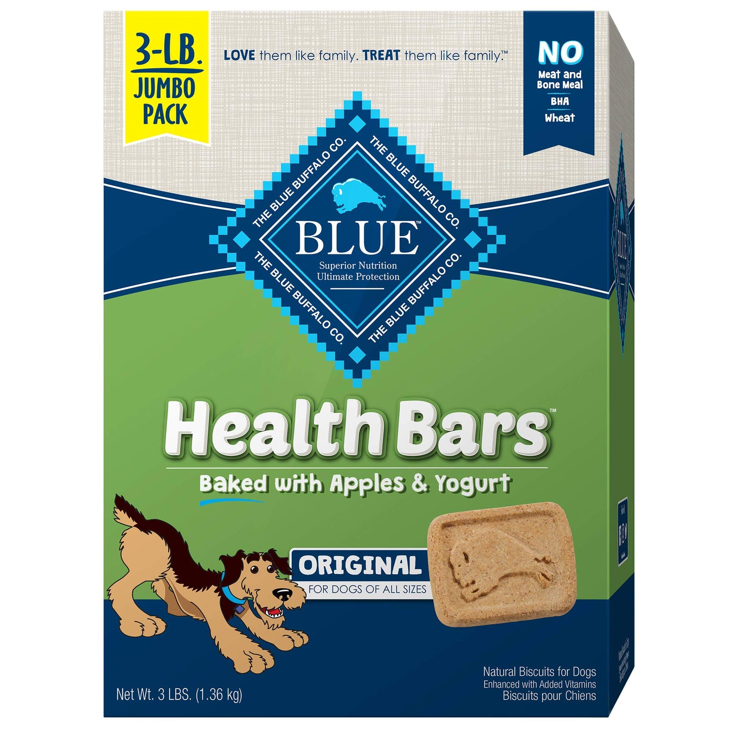 HOTBlue Buffalo Health Bars Bacon, Egg & Cheese Crunchy Dog Biscuits, Oven-Baked with Real Bacon & Natural Ingredients, Healthy Dog Treats with No Artificial Flavors or Preservatives, Jumbo Box 3.5 lbs.