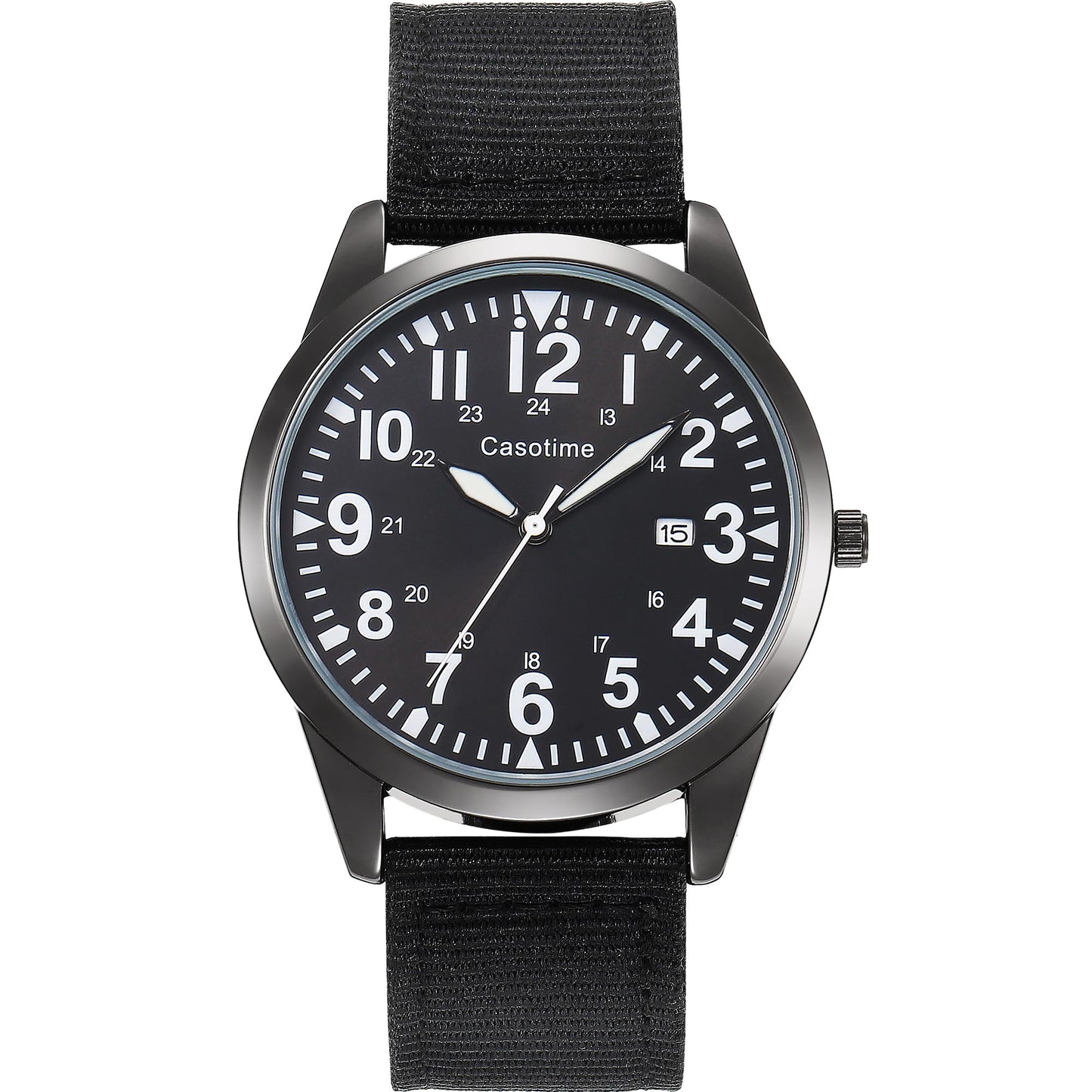 HOTCasotime Tactical Military Watch for Men - Field-Tested Analog Quartz with Luminous Dial, 30M Water Resistant Nylon Band & Second Hand | Unisex Army Sport Wristwatch