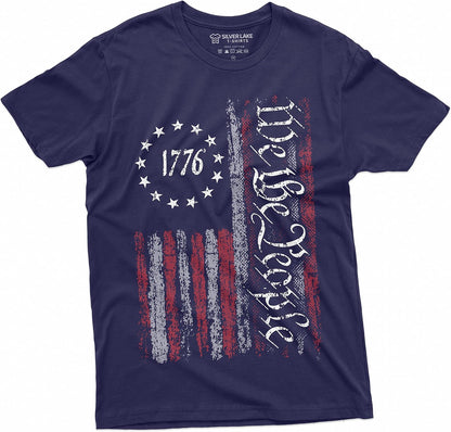 HOTWe The People Tee Shirt 1776 Independence Day 4th of July USA Graphic Flag Print T-Shirt