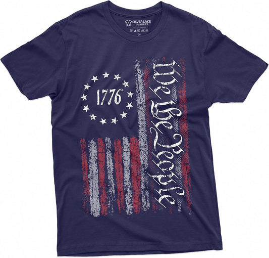 HOTWe The People Tee Shirt 1776 Independence Day 4th of July USA Graphic Flag Print T-Shirt