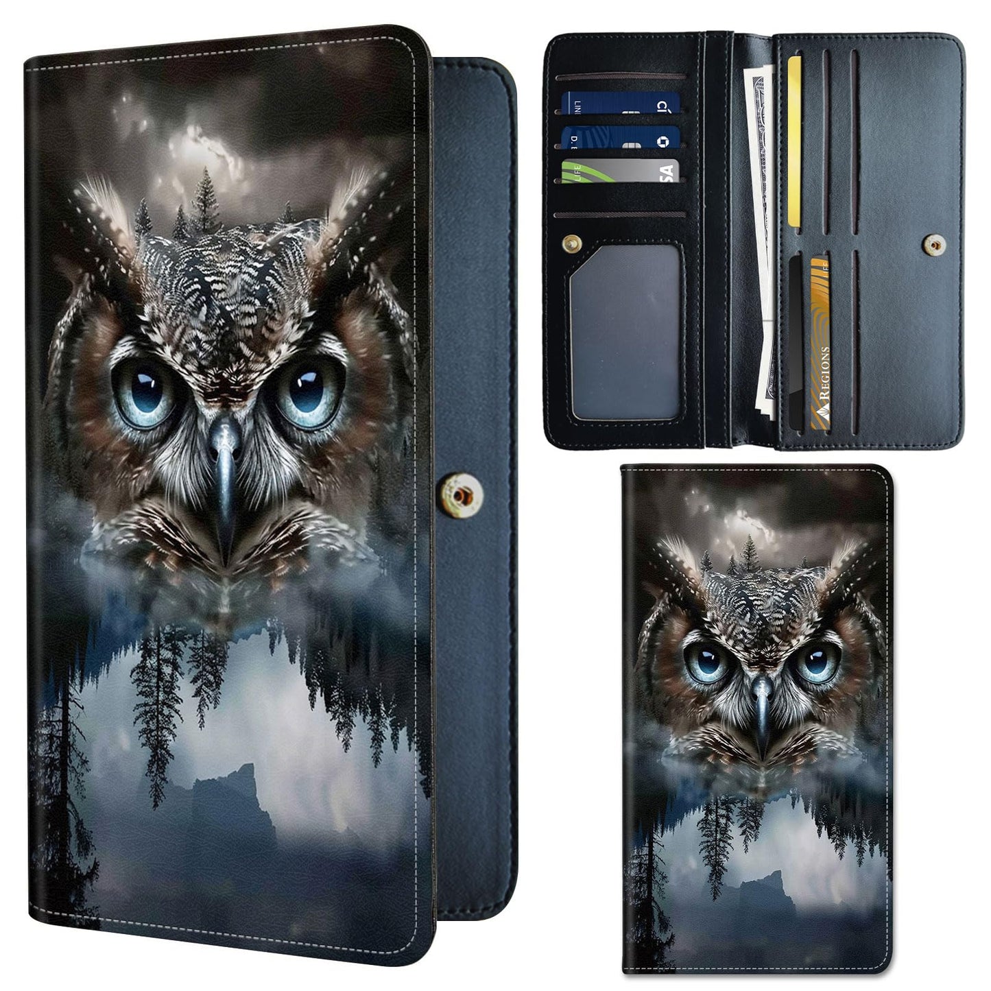 HOTSlim PU Leather Wallet for Women - RFID Blocking Thin Bifold Wallet, Compact Travel Wallet with Card Slots & ID Window, Stylish and Practical Womens Wallet for Everyday Use, Black Cat