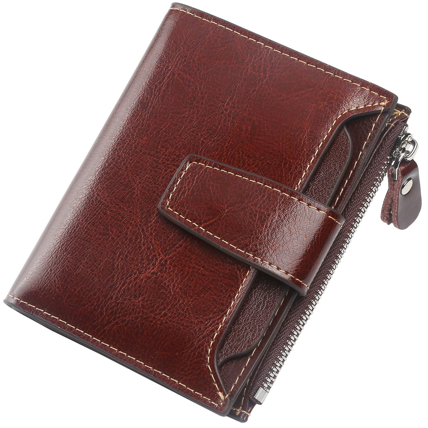 HOTLavemi Small Compact Women Wallet RFID Blocking Genuine Leather Bifold Purse with ID Windows
