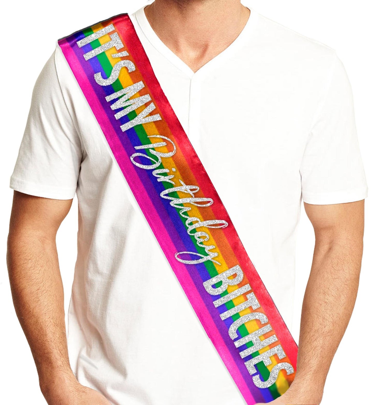 HOTFunny Birthday Sashes for Adults - UNISEX Gay Pride Sash - It's My Birthday B-tches Decorations
