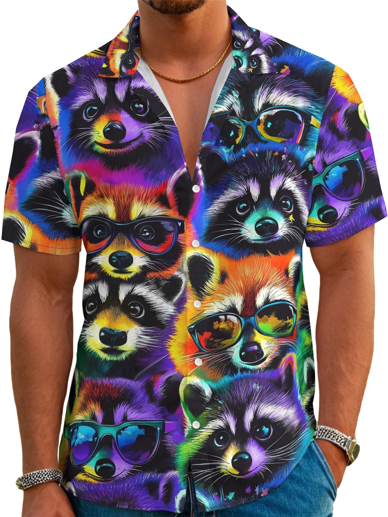 HOTDFZ Funny Hawaiian Shirts for Men Summer Beach Short Sleeve Button Down Shirt Theme Party Shirt