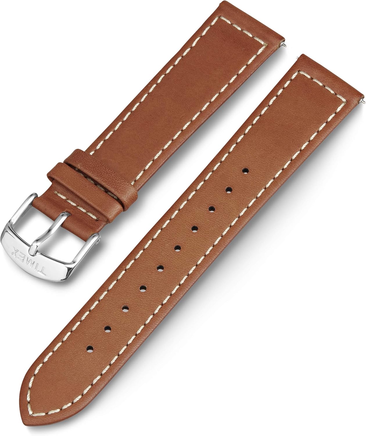 HOTTimex 20mm Genuine Leather Strap – Dark Brown with Silver-Tone Buckle