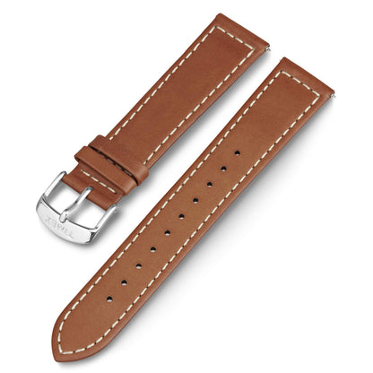 HOTTimex 20mm Genuine Leather Strap – Dark Brown with Silver-Tone Buckle