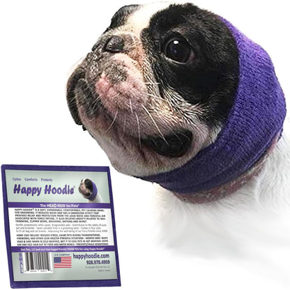 HOTHappy Hoodie The Original Dog & Cat Calming Band - American Brand - Anxiety Relief/Noise Protection - Grooming - Thunder - Fireworks (Large, Black) - Since 2008