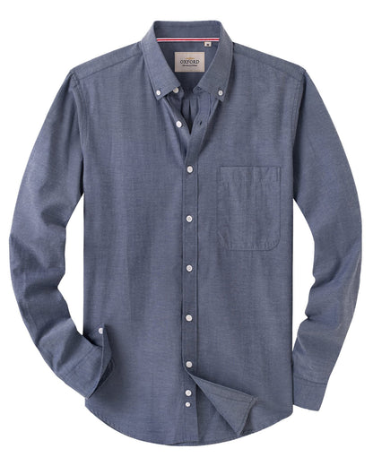 HOTAlimens & Gentle Mens Solid Oxford Shirt Long Sleeve Dress Shirt Work Casual Button Down Shirts with Pocket