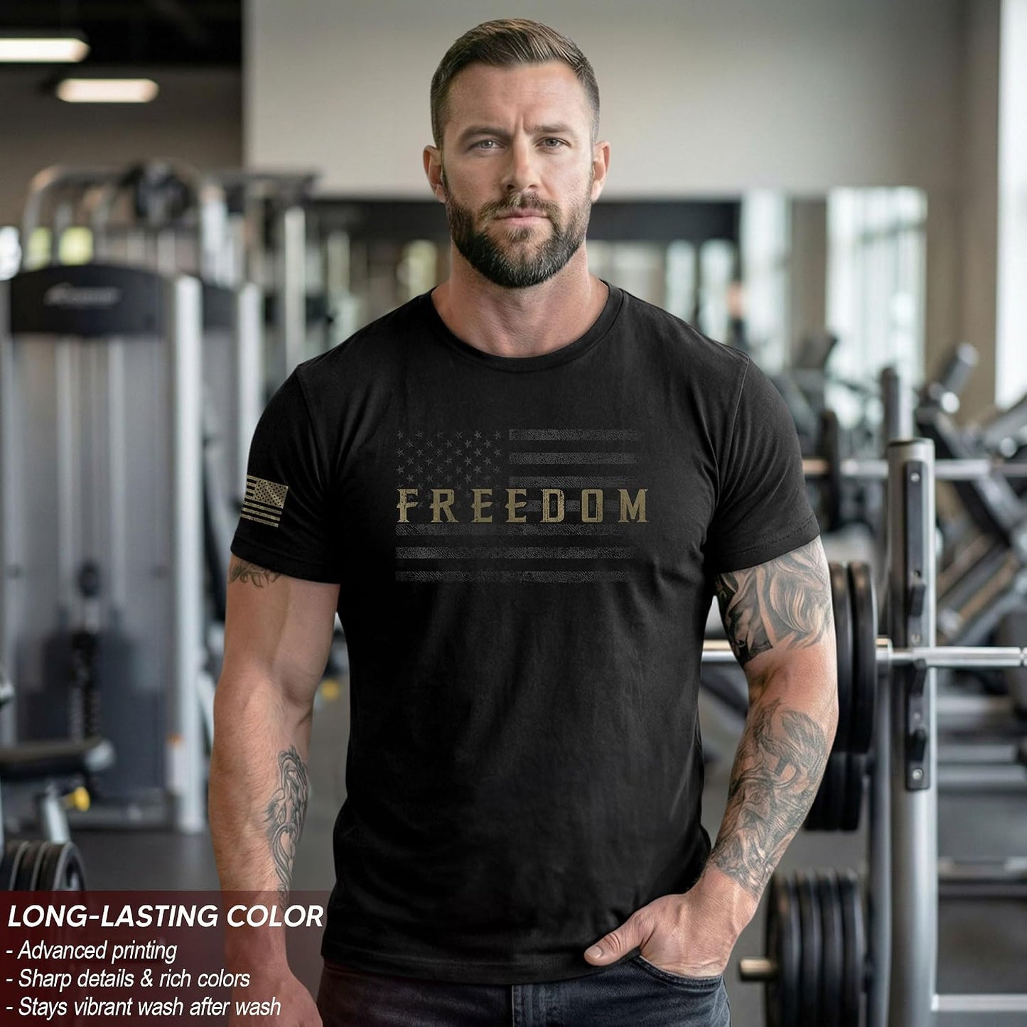 HOTAmerican Freedom Shirts for Men, Patriotic Shirts for Men | Patriotic shirt featuring freedom-themed graphics and American flag-inspired details with a bold heritage design