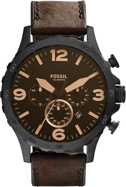 HOTFossil Men's Nate Quartz Watch, Oversized Stainless Steel Chronograph Watch for Men