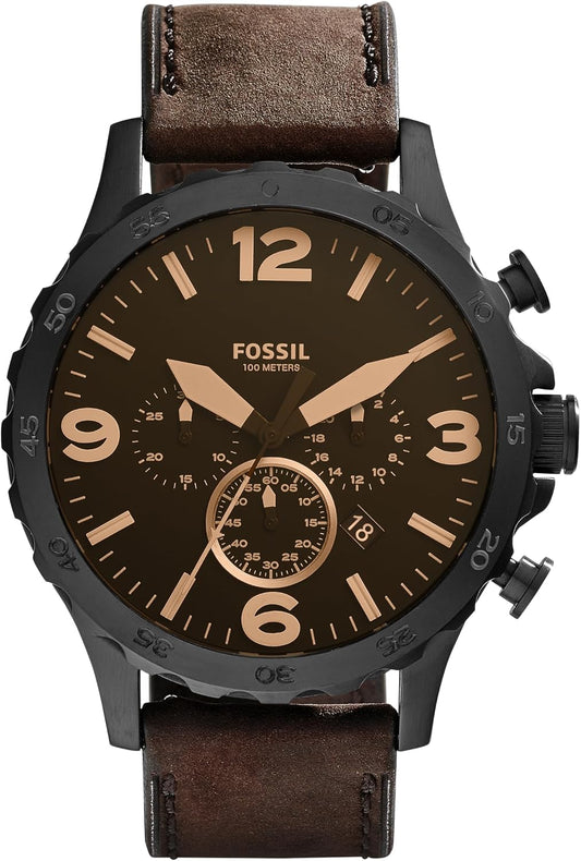 HOTFossil Men's Nate Quartz Watch, Oversized Stainless Steel Chronograph Watch for Men