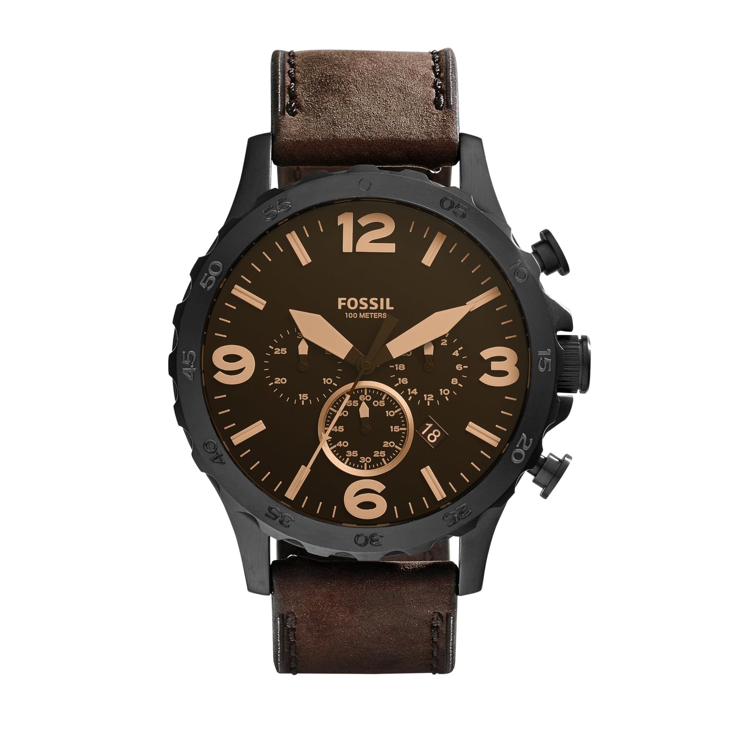 HOTFossil Men's Nate Quartz Watch, Oversized Stainless Steel Chronograph Watch for Men