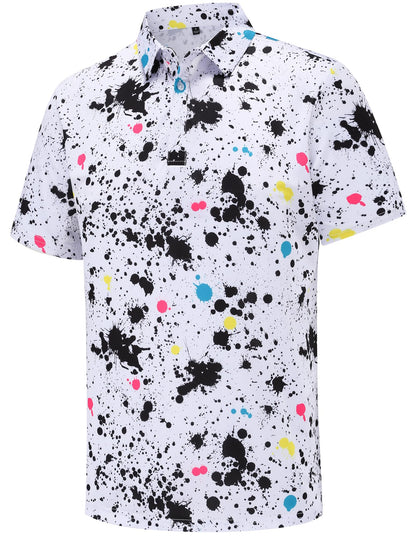 HOTMens Golf Polo Shirts Short Sleeve Moisture Wicking Dry Fit Performance Casual Funny Golf Polo Shirts for Men