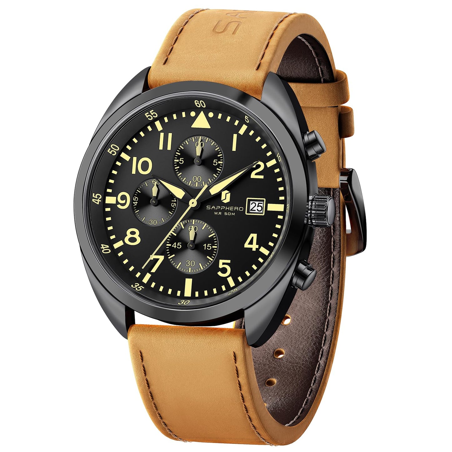 HOTSAPPHERO Mens Watch 50M Waterproof Luminous Quartz Analog Watches with Date Display Casual Stylish Work Business Classic Silicone Strap Men's Wrist Watches Elegant Gifts for Men