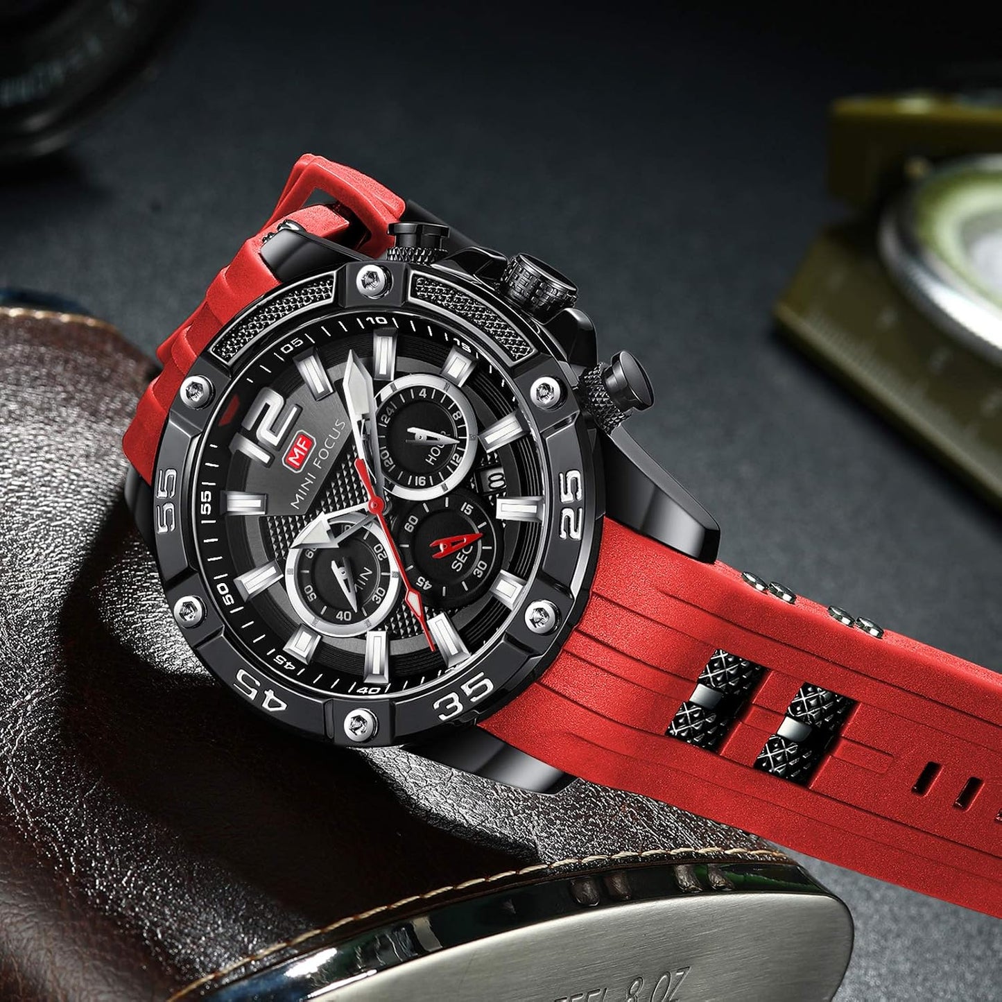 HOTMF MINI FOCUS Men Watches Unique Casual Wrist Watches (Chronograph/Waterproof/Luminous/Calendar/24 Hours) Silicon Band Fashion Watches for Men