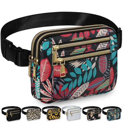 HOTCapolo Fanny Packs for Women Fashion Waist Packs Bag with Adjustable Strap and 4 Zipper Pockets Waterproof Everywhere Crossbody Belt Bag for Workout Running Travelling(Black, Large)