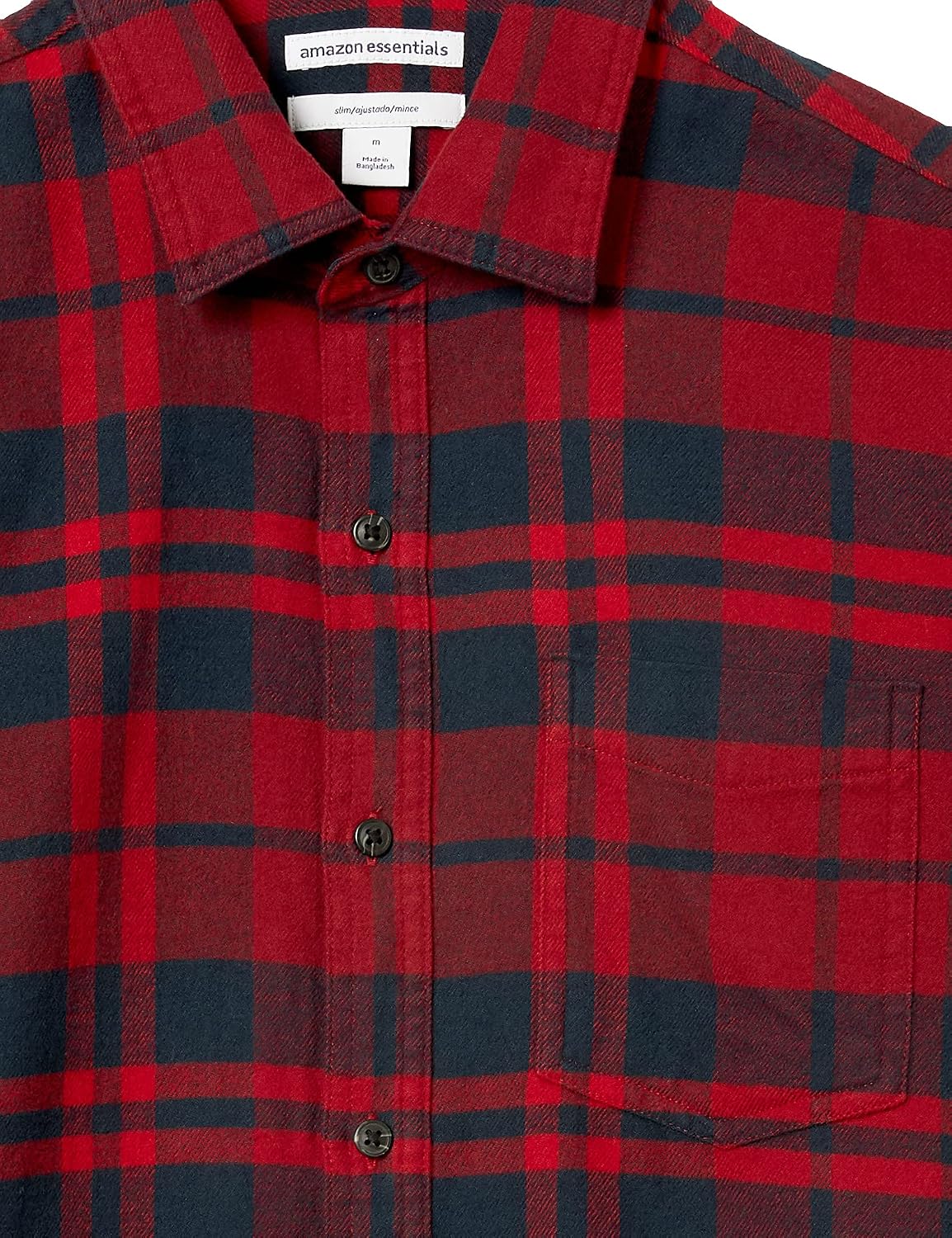 HOTAmazon Essentials Men's Slim-Fit Flannel Shirt, Long Sleeve Button Down Plaid